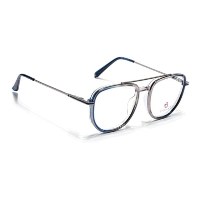 Eyejack Skyline Silver & Blue Wayfarer Eyeglasses for Men & Women (170208FCL2034-C3)