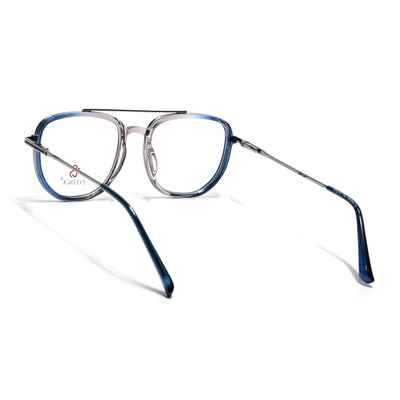 Eyejack Skyline Silver & Blue Wayfarer Eyeglasses for Men & Women (170208FCL2034-C3)