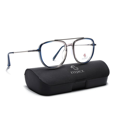 Eyejack Skyline Silver & Blue Wayfarer Eyeglasses for Men & Women (170208FCL2034-C3)