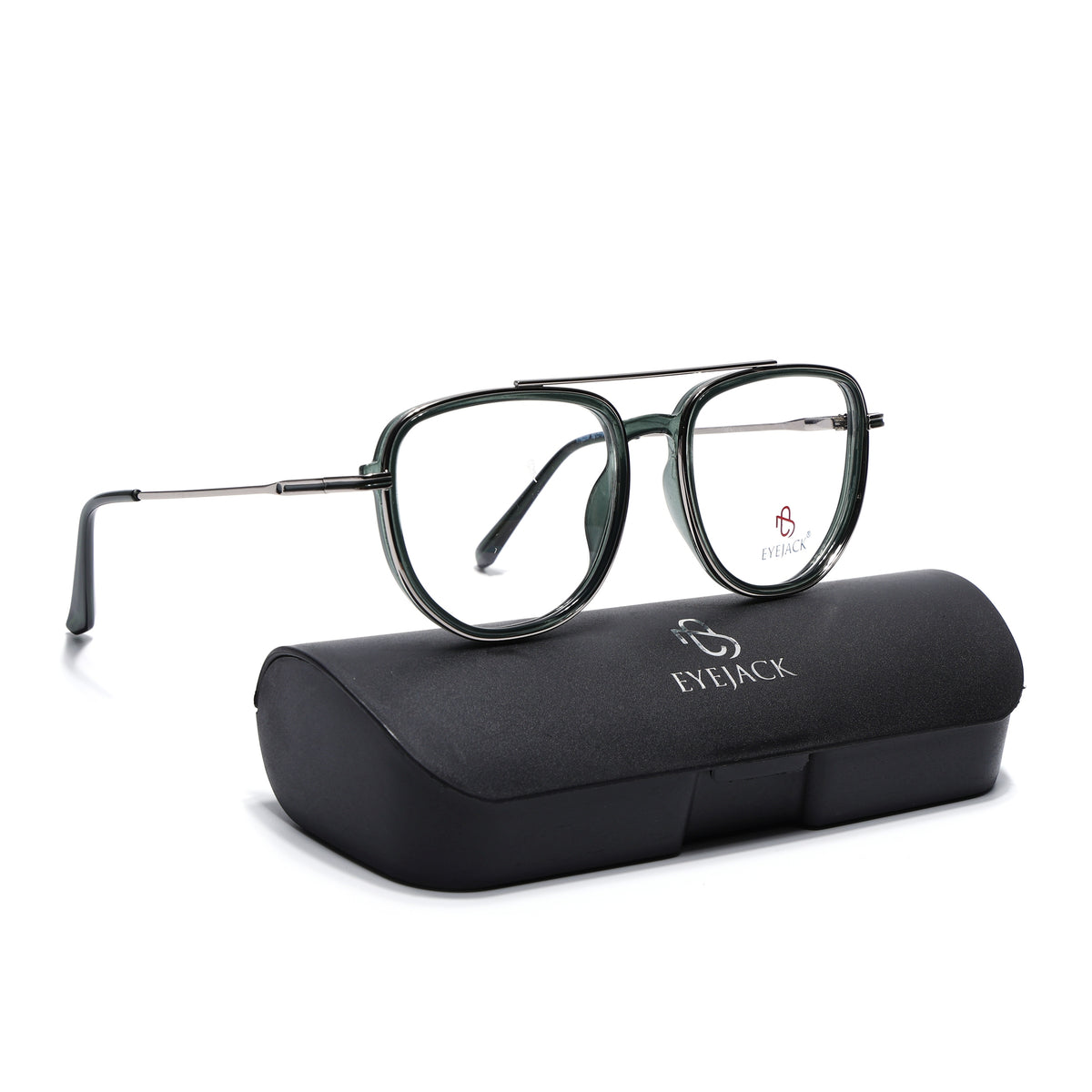 Eyejack Skyline Silver & Green Wayfarer Eyeglasses for Men & Women (170208FCL2035-C4)
