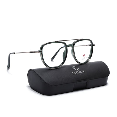 Eyejack Skyline Silver & Green Wayfarer Eyeglasses for Men & Women (170208FCL2035-C4)