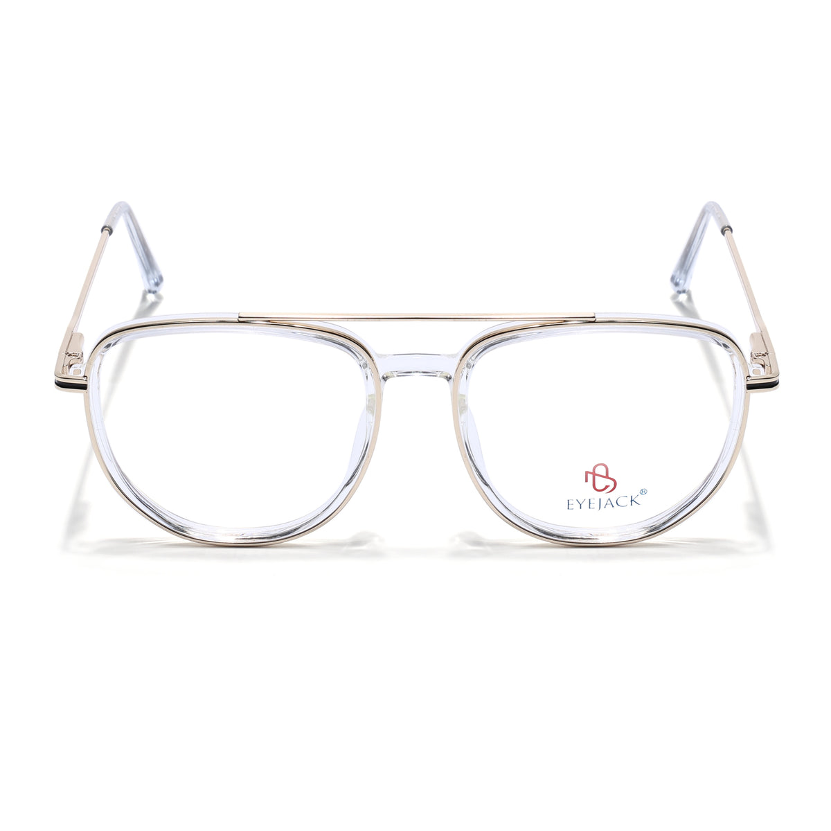 Eyejack Skyline Golden & Transparent Wayfarer Eyeglasses for Men & Women (170208FCL2036-C5)