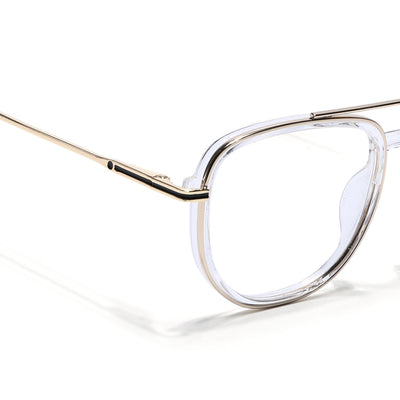 Eyejack Skyline Golden & Transparent Wayfarer Eyeglasses for Men & Women (170208FCL2036-C5)