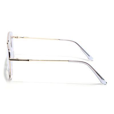 Eyejack Skyline Golden & Transparent Wayfarer Eyeglasses for Men & Women (170208FCL2036-C5)