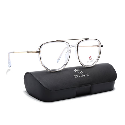 Eyejack Skyline Golden & Transparent Wayfarer Eyeglasses for Men & Women (170208FCL2036-C5)