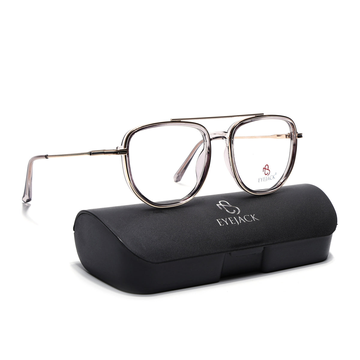 Eyejack Skyline Golden & Grey Wayfarer Eyeglasses for Men & Women (170208FCL2037-C6)
