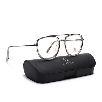 Eyejack Skyline Silver & Transparent Wayfarer Eyeglasses for Men & Women (170208FCL2038-C7)
