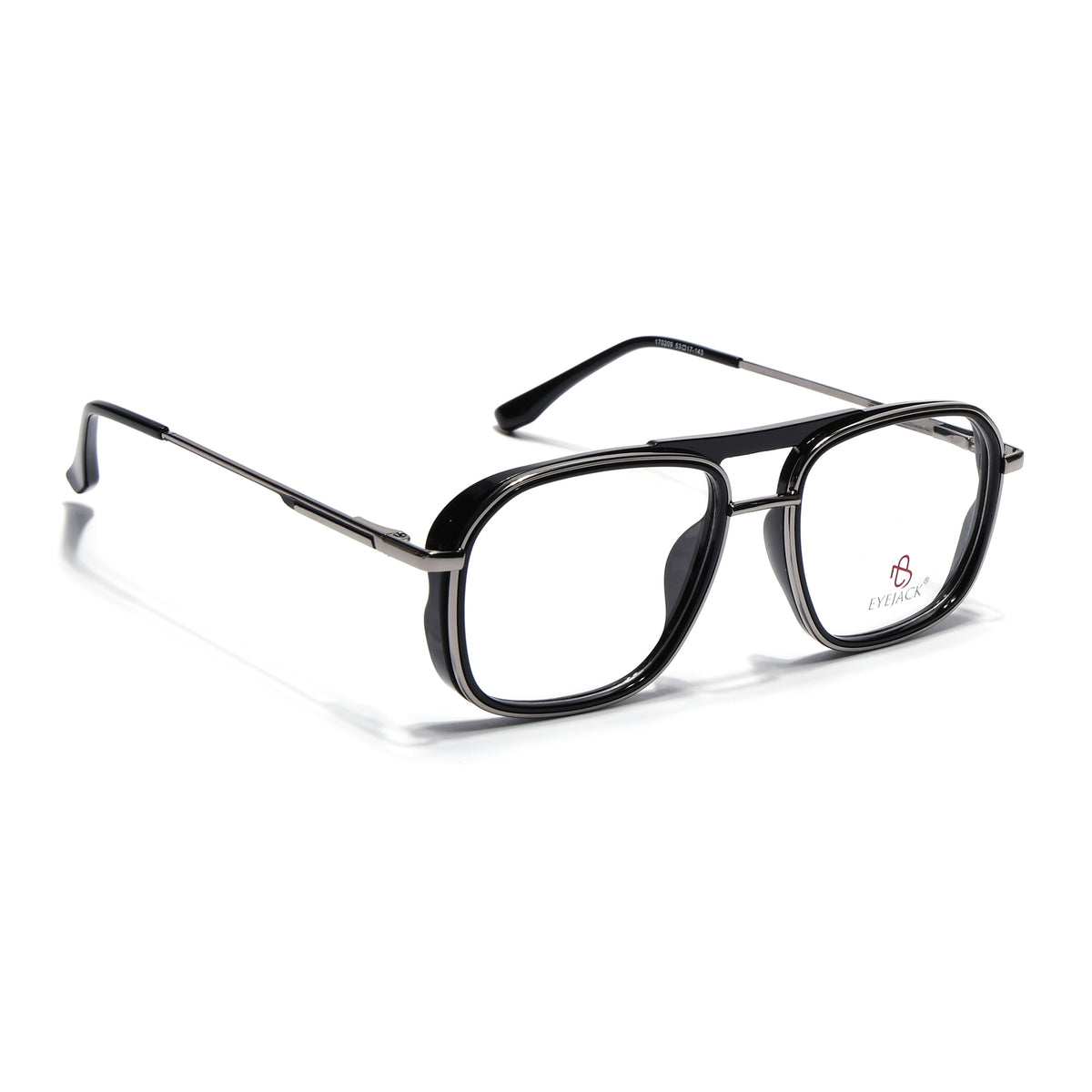 Eyejack Skyline Black & Silver Wayfarer Eyeglasses for Men & Women (170209FCL2039-C1)
