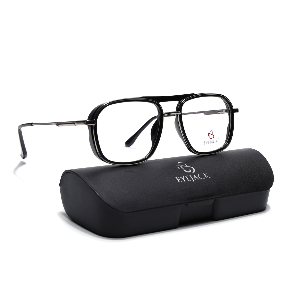 Eyejack Skyline Black & Silver Wayfarer Eyeglasses for Men & Women (170209FCL2039-C1)