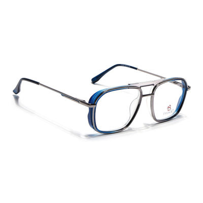 Eyejack Skyline Silver & Blue Wayfarer Eyeglasses for Men & Women (170209FCL2040-C2)