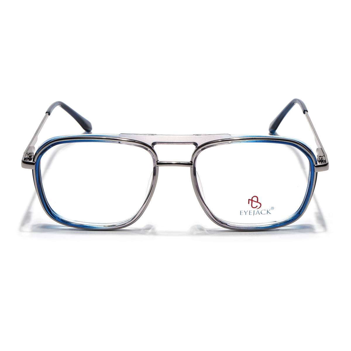 Eyejack Skyline Silver & Blue Wayfarer Eyeglasses for Men & Women (170209FCL2040-C2)