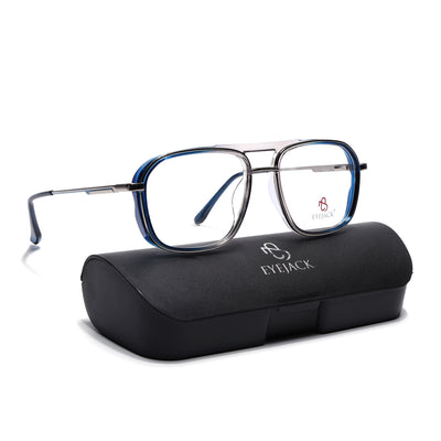 Eyejack Skyline Silver & Blue Wayfarer Eyeglasses for Men & Women (170209FCL2040-C2)