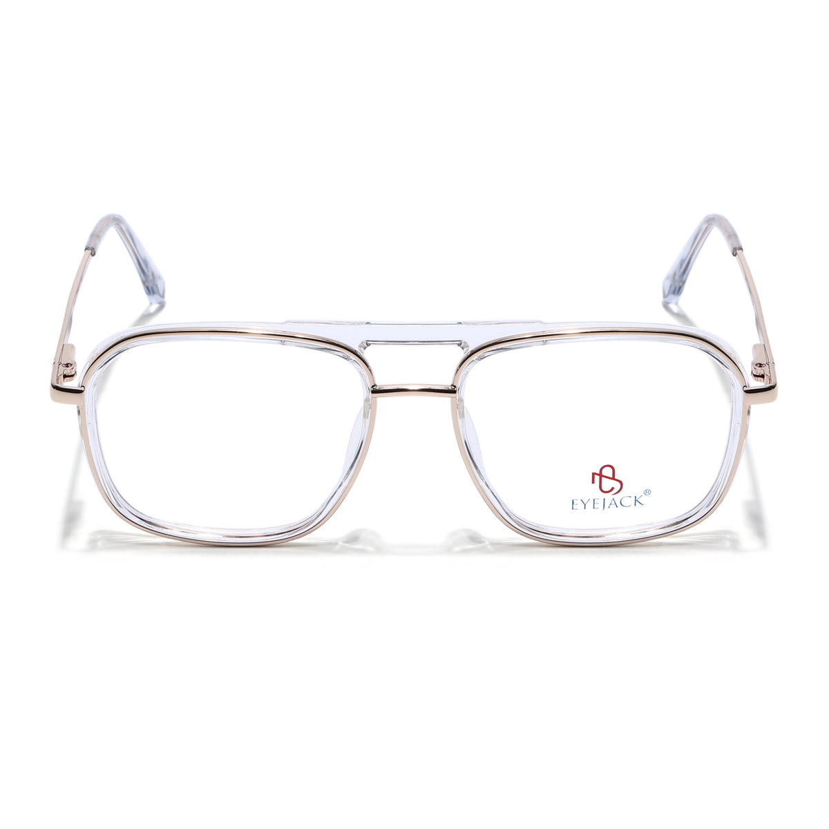 Eyejack Skyline Golden & Transparent Wayfarer Eyeglasses for Men & Women (170209FCL2041-C3)