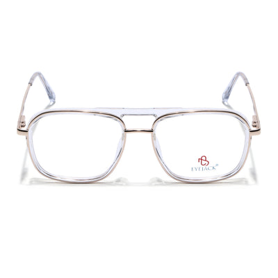 Eyejack Skyline Golden & Transparent Wayfarer Eyeglasses for Men & Women (170209FCL2041-C3)