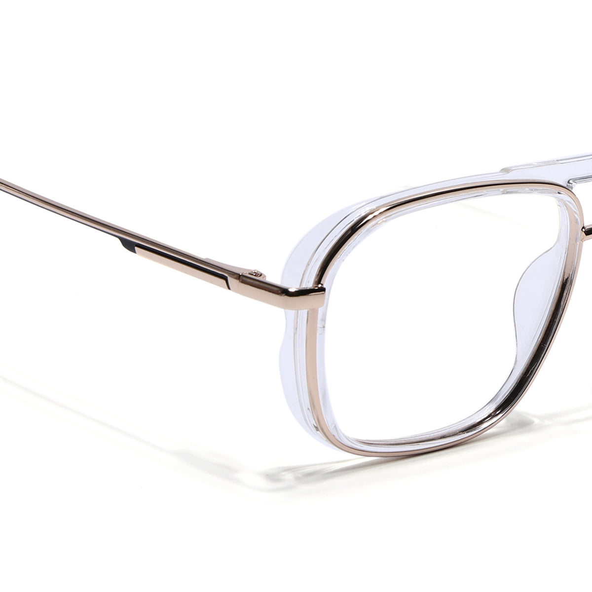 Eyejack Skyline Golden & Transparent Wayfarer Eyeglasses for Men & Women (170209FCL2041-C3)