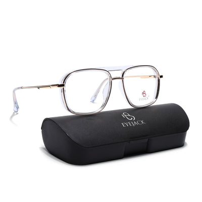 Eyejack Skyline Golden & Transparent Wayfarer Eyeglasses for Men & Women (170209FCL2041-C3)