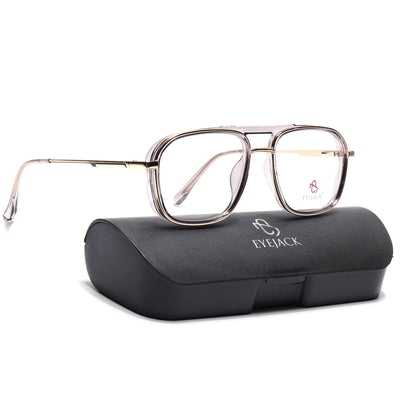 Eyejack Skyline Golden & Grey Wayfarer Eyeglasses for Men & Women (170209FCL2042-C4)