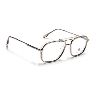 Eyejack Skyline Silver & Transparent Wayfarer Eyeglasses for Men & Women (170209FCL2043-C5)