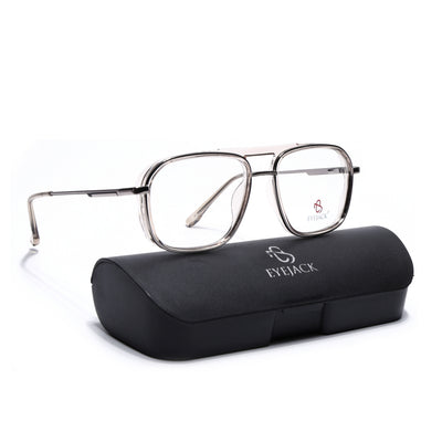 Eyejack Skyline Silver & Transparent Wayfarer Eyeglasses for Men & Women (170209FCL2043-C5)