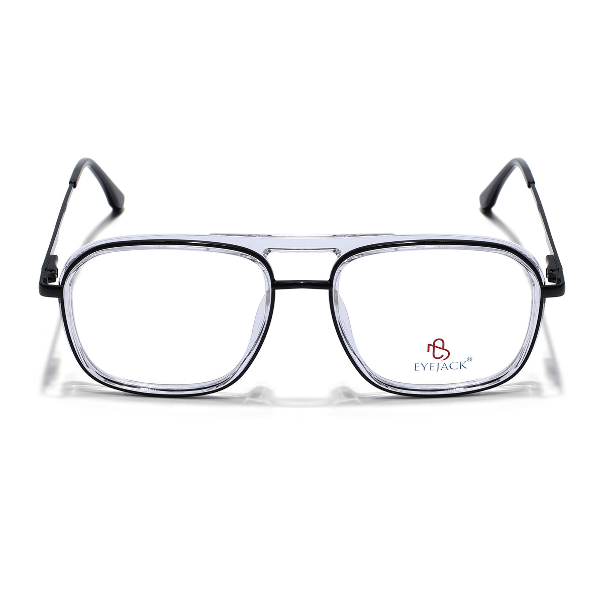 Eyejack Skyline Black & Transparent Wayfarer Eyeglasses for Men & Women (170209FCL2120-C6)