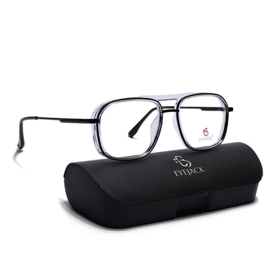 Eyejack Skyline Black & Transparent Wayfarer Eyeglasses for Men & Women (170209FCL2120-C6)