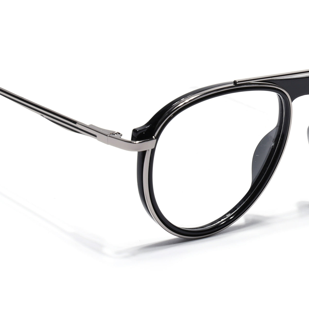 Eyejack Skyline Black & Silver Aviator Eyeglasses for Men & Women (170210FCL2044-C1)