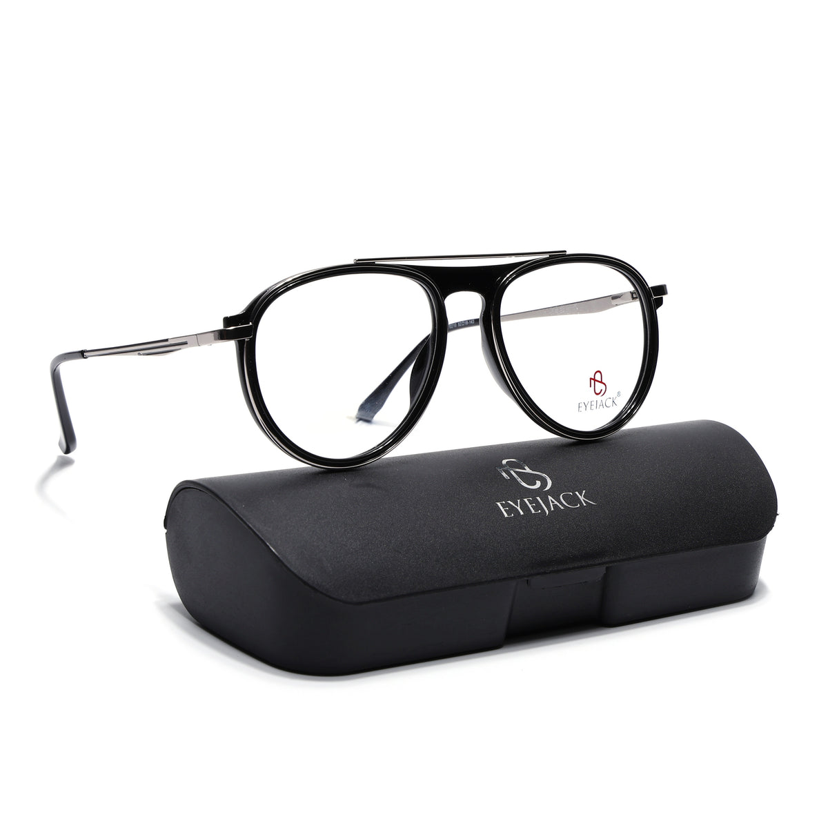 Eyejack Skyline Black & Silver Aviator Eyeglasses for Men & Women (170210FCL2044-C1)