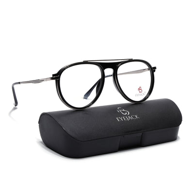 Eyejack Skyline Black & Silver Aviator Eyeglasses for Men & Women (170210FCL2044-C1)