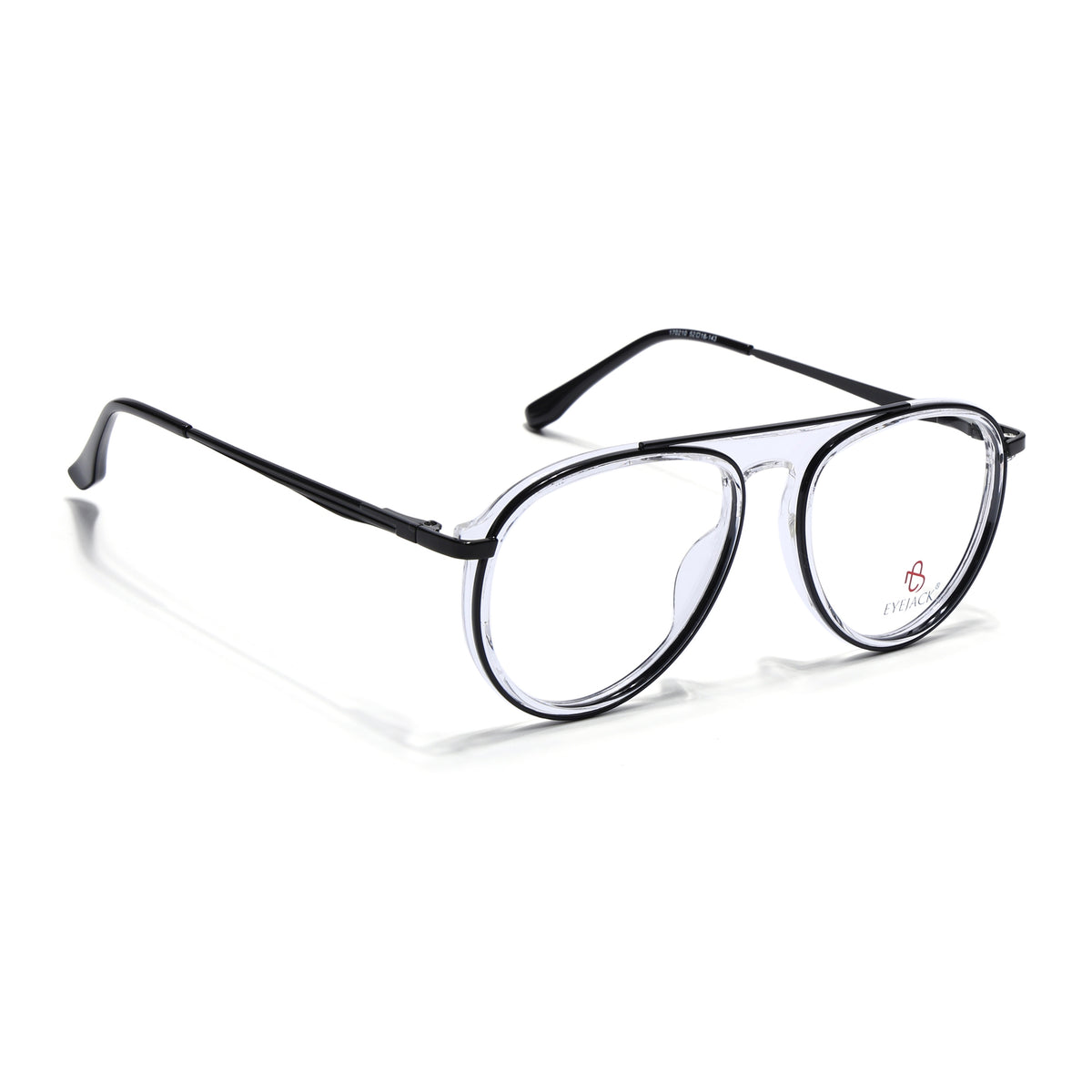 Eyejack Skyline Black & Transparent Aviator Eyeglasses for Men & Women (170210FCL2045-C2)