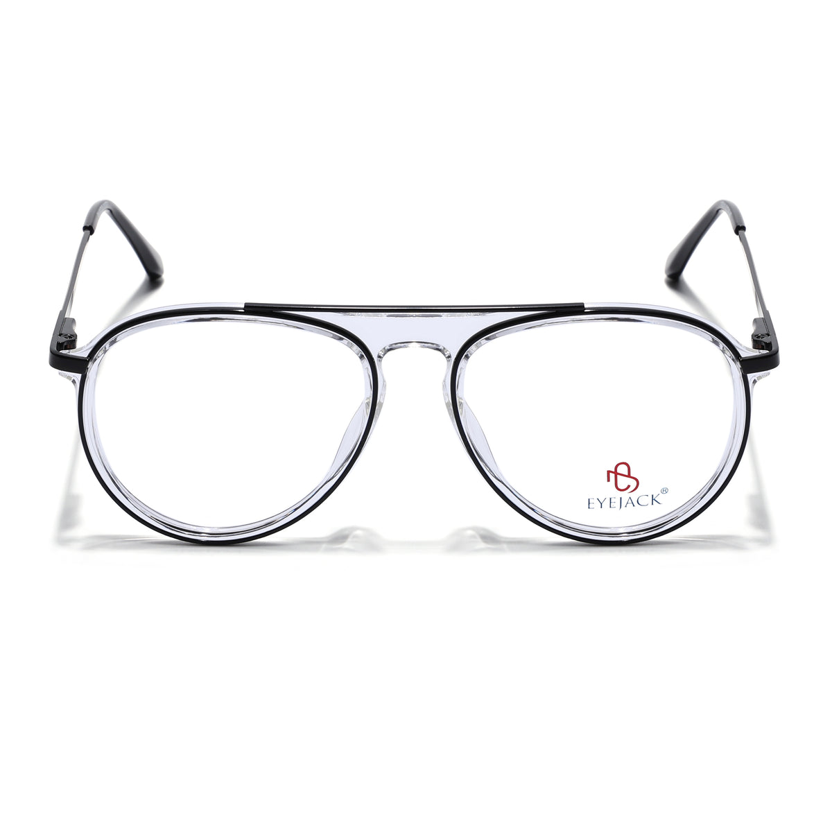 Eyejack Skyline Black & Transparent Aviator Eyeglasses for Men & Women (170210FCL2045-C2)