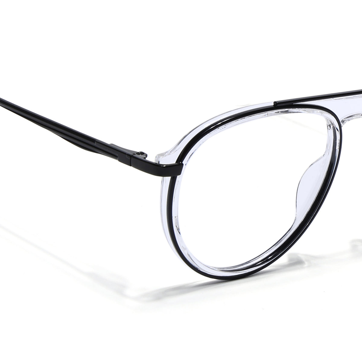 Eyejack Skyline Black & Transparent Aviator Eyeglasses for Men & Women (170210FCL2045-C2)