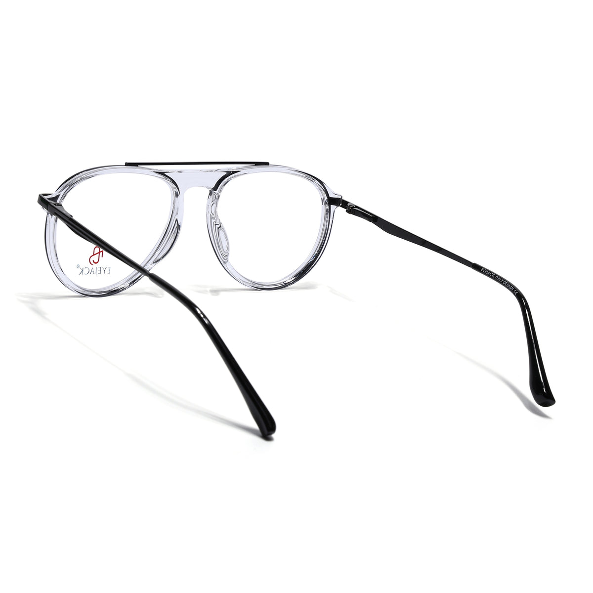 Eyejack Skyline Black & Transparent Aviator Eyeglasses for Men & Women (170210FCL2045-C2)