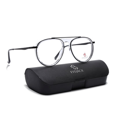 Eyejack Skyline Black & Transparent Aviator Eyeglasses for Men & Women (170210FCL2045-C2)