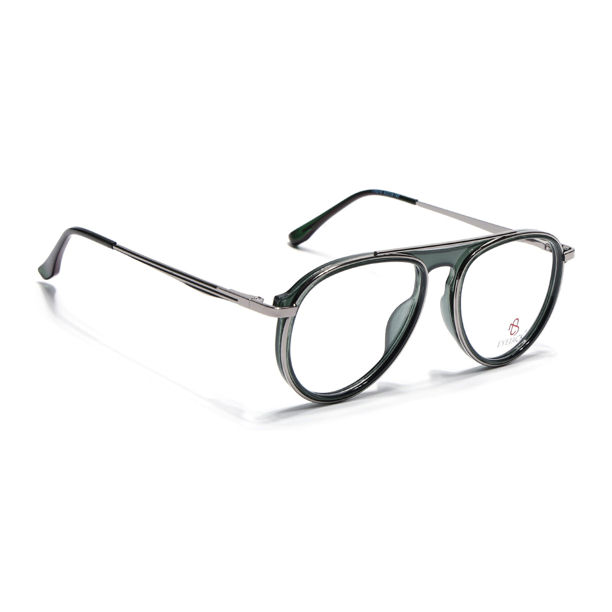 Eyejack Skyline Silver & Green Aviator Eyeglasses for Men & Women (170210FCL2047-C4)