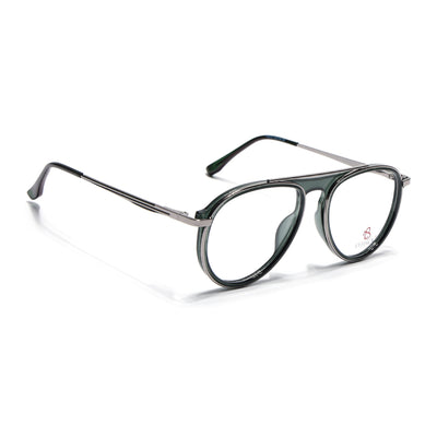 Eyejack Skyline Silver & Green Aviator Eyeglasses for Men & Women (170210FCL2047-C4)