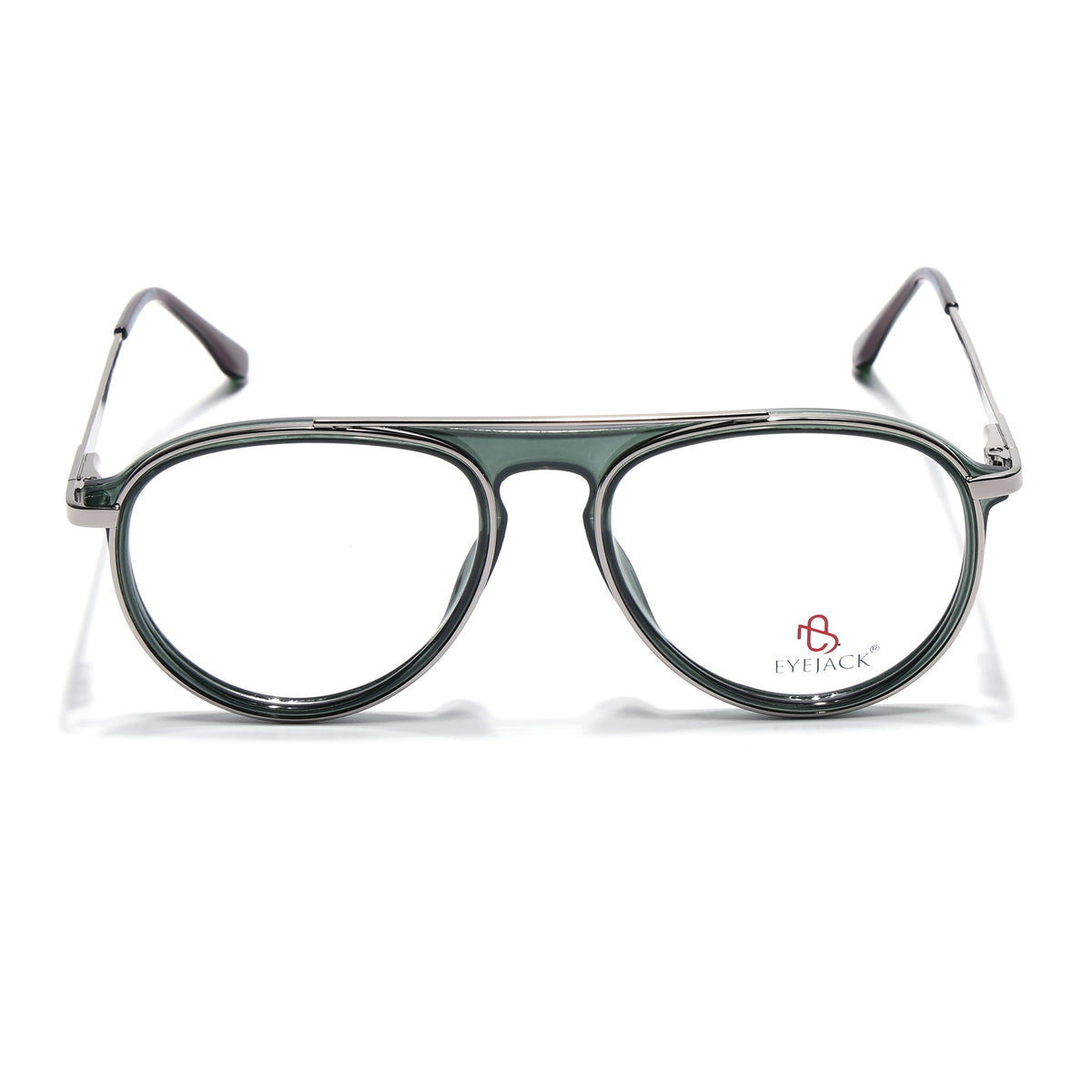 Eyejack Skyline Silver & Green Aviator Eyeglasses for Men & Women (170210FCL2047-C4)