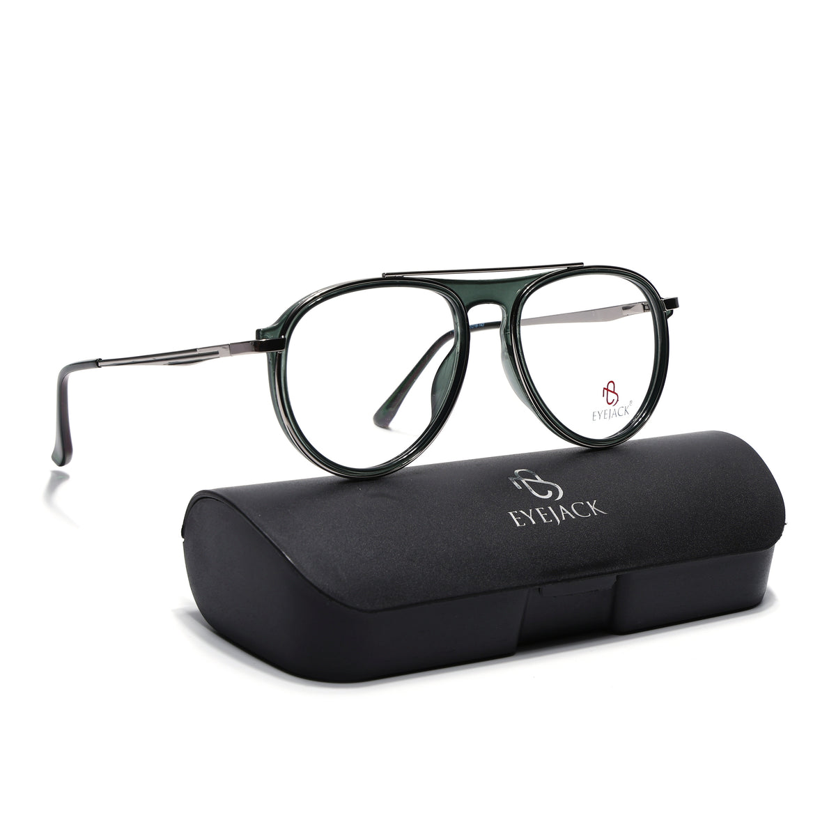 Eyejack Skyline Silver & Green Aviator Eyeglasses for Men & Women (170210FCL2047-C4)