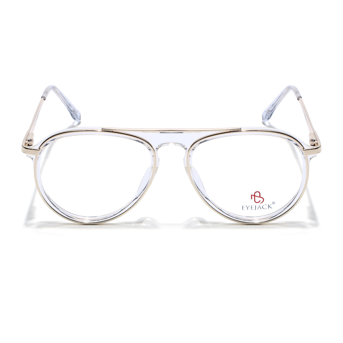 Eyejack Skyline Golden & Transparent Aviator Eyeglasses for Men & Women (170210FCL2048-C5)