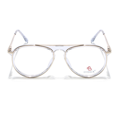 Eyejack Skyline Golden & Transparent Aviator Eyeglasses for Men & Women (170210FCL2048-C5)
