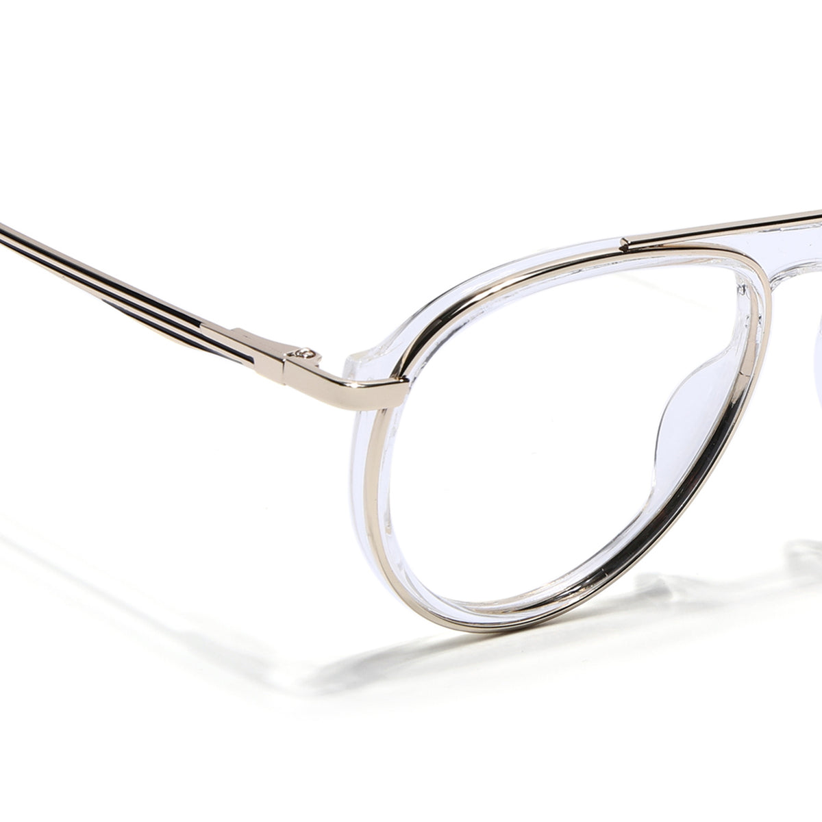 Eyejack Skyline Golden & Transparent Aviator Eyeglasses for Men & Women (170210FCL2048-C5)