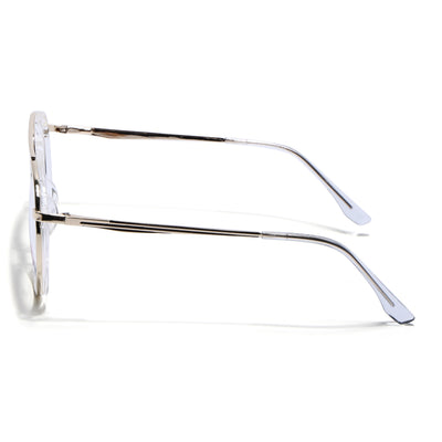 Eyejack Skyline Golden & Transparent Aviator Eyeglasses for Men & Women (170210FCL2048-C5)