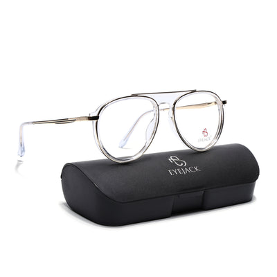 Eyejack Skyline Golden & Transparent Aviator Eyeglasses for Men & Women (170210FCL2048-C5)