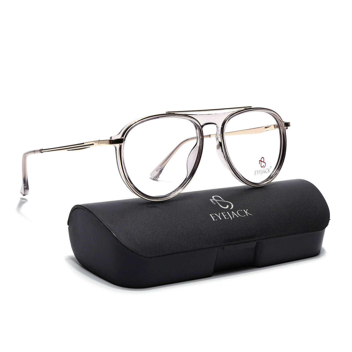 Eyejack Skyline Golden & Grey Aviator Eyeglasses for Men & Women (170210FCL2049-C6)