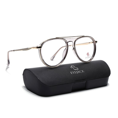 Eyejack Skyline Golden & Grey Aviator Eyeglasses for Men & Women (170210FCL2049-C6)