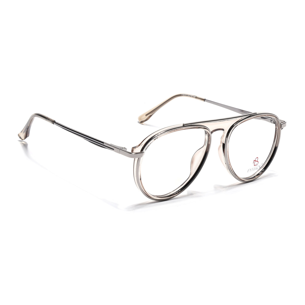 Eyejack Skyline Silver & Transparent Aviator Eyeglasses for Men & Women (170210FCL2050-C7)