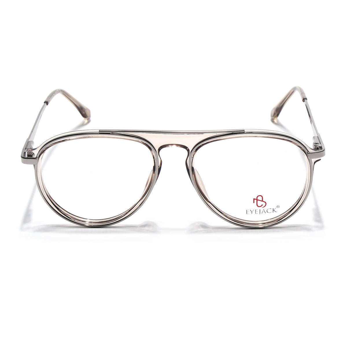 Eyejack Skyline Silver & Transparent Aviator Eyeglasses for Men & Women (170210FCL2050-C7)
