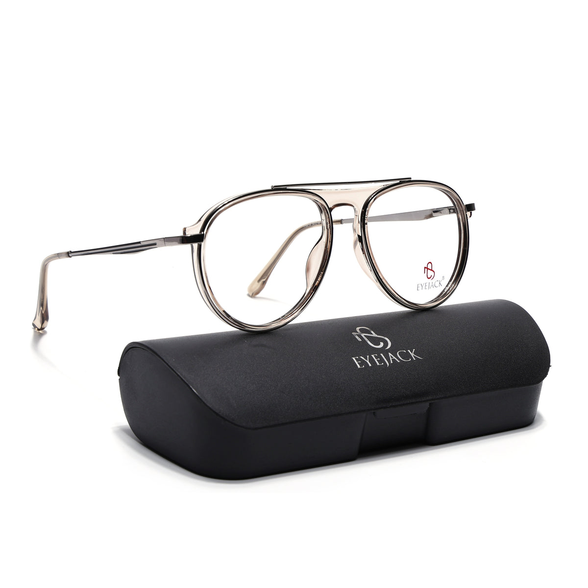 Eyejack Skyline Silver & Transparent Aviator Eyeglasses for Men & Women (170210FCL2050-C7)