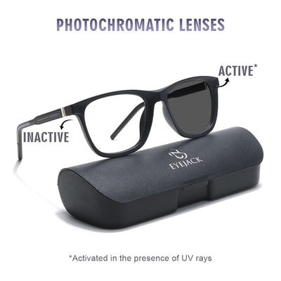 Eyejack Photochromic Matt Black Square Eyeglasses for Men & Women (18004CL592-C2)