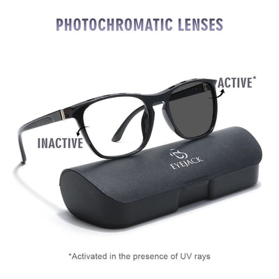Eyejack Photochromic Shine Black Square Eyeglasses for Men & Women (18011CL593-C1)
