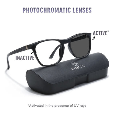 Eyejack Photochromic Matt Black Square Eyeglasses for Men & Women (18011CL594-C2)